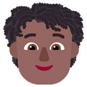 🧑🏾‍🦱 Emoji Persona: Tono De Piel Oscuro Medio, Pelo Rizado en Microsoft Windows 11 November 2021 Update.