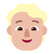 Émoji 👱🏼 Personne Blonde : Peau Moyennement Claire sur Microsoft Windows 11 November 2021 Update.
