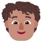 Émoji 🧑🏽‍🦱 Adulte : Peau Légèrement Mate Et Cheveux Bouclés sur Microsoft Windows 11 November 2021 Update.