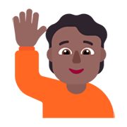 🙋🏾 Emoji Person mit erhobenem Arm: mitteldunkle Hautfarbe Microsoft Windows 11 November 2021 Update.