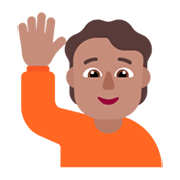 Emoji 🙋🏽 Persona Con Mano Alzata: Carnagione Olivastra su Microsoft Windows 11 November 2021 Update.