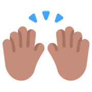 Emoji 🙌🏽 Mani Alzate: Carnagione Olivastra su Microsoft Windows 11 November 2021 Update.