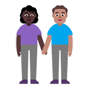 👩🏿‍🤝‍👨🏽 Emoji Mann und Frau halten Hände: dunkle Hautfarbe, mittlere Hautfarbe Microsoft Windows 11 November 2021 Update.