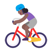 🚴🏾‍♀️ Emoji Mulher Ciclista: Pele Morena Escura na Microsoft Windows 11 November 2021 Update.