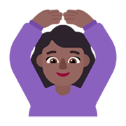 🙆🏾‍♀️ Emoji Frau mit Händen auf dem Kopf: mitteldunkle Hautfarbe Microsoft Windows 11 November 2021 Update.