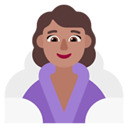 Emoji 🧖🏽‍♀️ Donna In Sauna: Carnagione Olivastra su Microsoft Windows 11 November 2021 Update.