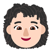 👩🏻‍🦱 Emoji Frau: helle Hautfarbe, lockiges Haar Microsoft Windows 11 November 2021 Update.