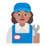 Emoji 👩🏽‍🔧 Meccanico Donna: Carnagione Olivastra su Microsoft Windows 11 November 2021 Update.