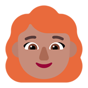 Emoji 👩🏽‍🦰 Donna: Carnagione Olivastra E Capelli Rossi su Microsoft Windows 11 November 2021 Update.
