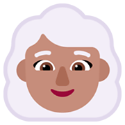 👩🏽‍🦳 Emoji Mulher: Pele Morena E Cabelo Branco na Microsoft Windows 11 November 2021 Update.