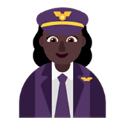 👩🏿‍✈️ Emoji Piloto De Avião Mulher: Pele Escura na Microsoft Windows 11 November 2021 Update.
