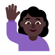 🙋🏿‍♀️ Emoji Mulher Levantando A Mão: Pele Escura na Microsoft Windows 11 November 2021 Update.