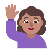 🙋🏽‍♀️ Emoji Frau mit erhobenem Arm: mittlere Hautfarbe Microsoft Windows 11 November 2021 Update.