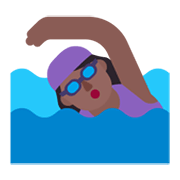 🏊🏾‍♀️ Emoji Mulher Nadando: Pele Morena Escura na Microsoft Windows 11 November 2021 Update.