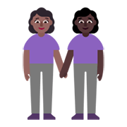 👩🏾‍🤝‍👩🏿 Emoji händchenhaltende Frauen: mitteldunkle Hautfarbe, dunkle Hautfarbe Microsoft Windows 11 November 2021 Update.
