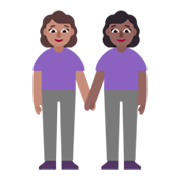 Émoji 👩🏽‍🤝‍👩🏾 Deux Femmes Se Tenant La Main : Peau Légèrement Mate Et Peau Mate sur Microsoft Windows 11 November 2021 Update.