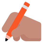 ✍🏽 Emoji Escrevendo à Mão: Pele Morena na Microsoft Windows 11 November 2021 Update.