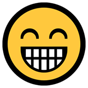 Emoji 😁 Faccina Raggiante Con Occhi Felici su Microsoft Windows 11.