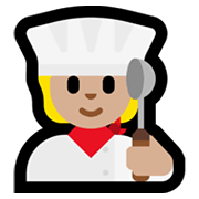 Emoji 🧑🏼‍🍳 Persona Che Cucina: Carnagione Abbastanza Chiara su Microsoft Windows 11.