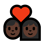Emoji 👨🏿‍❤️‍👩🏿 Coppia Con Cuore - Uomo: Carnagione Scura, Donna: Carnagione Scura su Microsoft Windows 11.