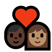 👨🏿‍❤️‍👩🏽 Emoji Pareja Enamorada - Hombre: Tono De Piel Oscuro, Mujer: Tono De Piel Medio en Microsoft Windows 11.