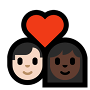 👨🏻‍❤️‍👩🏿 Emoji Casal Apaixonado - Homem: Pele Clara, Mulher: Pele Escura na Microsoft Windows 11.
