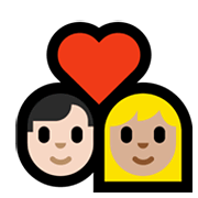 Emoji 👨🏻‍❤️‍👩🏼 Coppia Con Cuore - Uomo: Carnagione Chiara, Donna: Carnagione Abbastanza Chiara su Microsoft Windows 11.