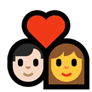 👨🏻‍❤️‍👩 Emoji Pareja Enamorada - Hombre: Tono De Piel Claro, Mujer en Microsoft Windows 11.