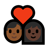 👨🏾‍❤️‍👩🏿 Emoji Casal Apaixonado - Homem: Pele Morena Escura, Mulher: Pele Escura na Microsoft Windows 11.