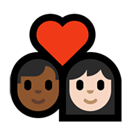👨🏾‍❤️‍👩🏻 Emoji Pareja Enamorada - Hombre: Tono De Piel Oscuro Medio, Mujer: Tono De Piel Claro en Microsoft Windows 11.