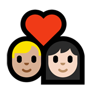 👨🏼‍❤️‍👩🏻 Emoji Pareja Enamorada - Hombre: Tono De Piel Claro Medio, Mujer: Tono De Piel Claro en Microsoft Windows 11.
