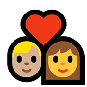 👨🏼‍❤️‍👩 Emoji Casal Apaixonado - Homem: Pele Morena Clara, Mulher na Microsoft Windows 11.