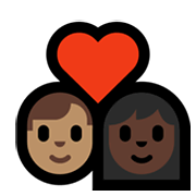 👨🏽‍❤️‍👩🏿 Emoji Casal Apaixonado - Homem: Pele Morena, Mulher: Pele Escura na Microsoft Windows 11.