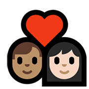 Emoji 👨🏽‍❤️‍👩🏻 Coppia Con Cuore - Uomo: Carnagione Olivastra, Donna: Carnagione Chiara su Microsoft Windows 11.