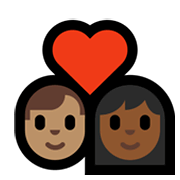 👨🏽‍❤️‍👩🏾 Emoji Pareja Enamorada - Hombre: Tono De Piel Medio, Mujer: Tono De Piel Oscuro Medio en Microsoft Windows 11.