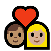 👨🏽‍❤️‍👩🏼 Emoji Liebespaar - Mann: mittlere Hautfarbe, Frau: mittelhelle Hautfarbe Microsoft Windows 11.