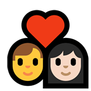 Emoji 👨‍❤️‍👩🏻 Coppia Con Cuore - Uomo, Donna: Carnagione Chiara su Microsoft Windows 11.