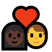👩🏿‍❤️‍👨 Emoji Pareja Enamorada - Mujer: Tono De Piel Oscuro, Hombre en Microsoft Windows 11.