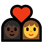 Emoji 👩🏿‍❤️‍👩 Coppia Con Cuore - Donna: Carnagione Scura, Donna su Microsoft Windows 11.