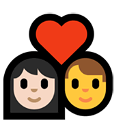 👩🏻‍❤️‍👨 Emoji Pareja Enamorada - Mujer: Tono De Piel Claro, Hombre en Microsoft Windows 11.
