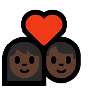 Emoji 👩🏿‍❤️‍👨🏿 Coppia Con Cuore - Donna: Carnagione Scura, Uomo: Carnagione Scura su Microsoft Windows 11.