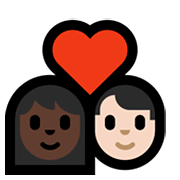 Emoji 👩🏿‍❤️‍👨🏻 Coppia Con Cuore - Donna: Carnagione Scura, Uomo: Carnagione Chiara su Microsoft Windows 11.