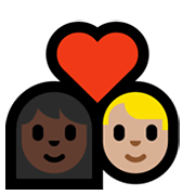 👩🏿‍❤️‍👨🏼 Emoji Pareja Enamorada - Mujer: Tono De Piel Oscuro, Hombre: Tono De Piel Claro Medio en Microsoft Windows 11.