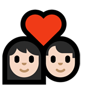 Emoji 👩🏻‍❤️‍👨🏻 Coppia Con Cuore - Donna: Carnagione Chiara, Uomo: Carnagione Chiara su Microsoft Windows 11.