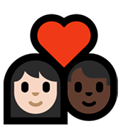 Emoji 👩🏻‍❤️‍👨🏿 Coppia Con Cuore - Donna: Carnagione Chiara, Uomo: Carnagione Scura su Microsoft Windows 11.