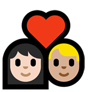 Emoji 👩🏻‍❤️‍👨🏼 Coppia Con Cuore - Donna: Carnagione Chiara, Uomo: Carnagione Abbastanza Chiara su Microsoft Windows 11.