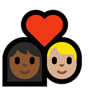 👩🏾‍❤️‍👨🏼 Emoji sich küssendes Paar - Frau: mitteldunkle Hautfarbe, Mann: mittelhelle Hautfarbe Microsoft Windows 11.