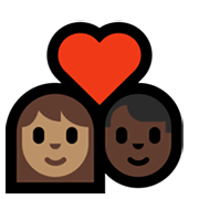 Emoji 👩🏽‍❤️‍👨🏿 Coppia Con Cuore - Donna: Carnagione Olivastra, Uomo: Carnagione Scura su Microsoft Windows 11.