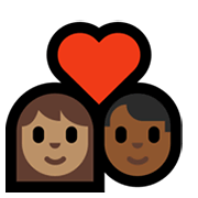 Emoji 👩🏽‍❤️‍👨🏾 Coppia Con Cuore - Donna: Carnagione Olivastra, Uomo: Carnagione Abbastanza Scura su Microsoft Windows 11.