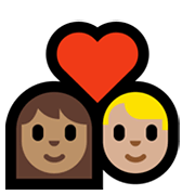 Émoji 👩🏽‍❤️‍👨🏼 Couple Avec Cœur - Femme: Peau Légèrement Mate, Homme: Peau Moyennement Claire sur Microsoft Windows 11.